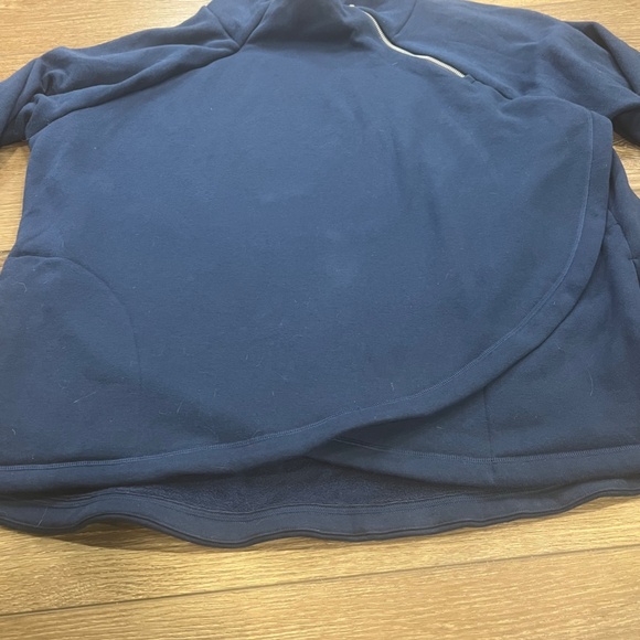 Athleta Cozy Karm Asym Pullover Fleece Navy Blue Sz 2X Cozy Soft Sweatshirt - Picture 8 of 13